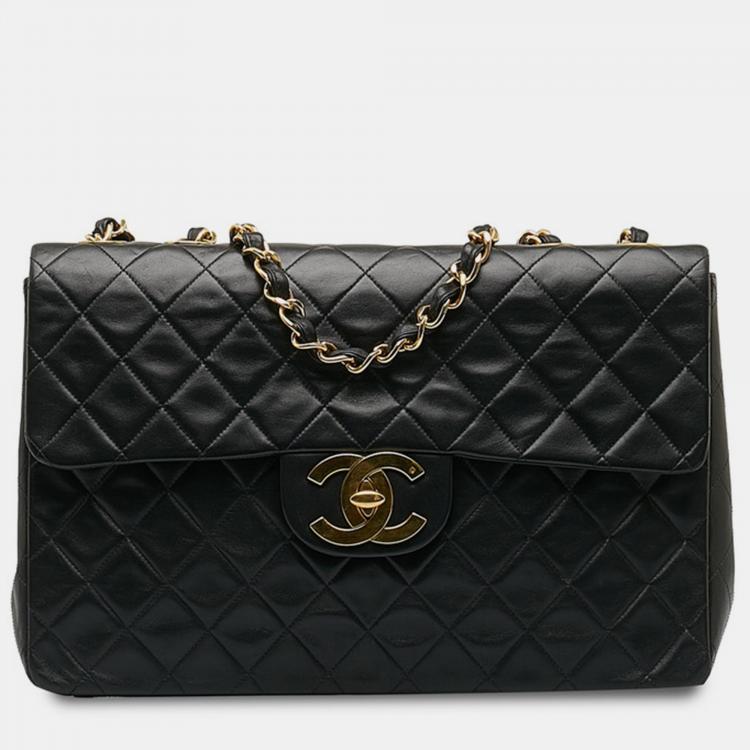 Chanel Black Leather Jumbo Classic Single Flap Bag