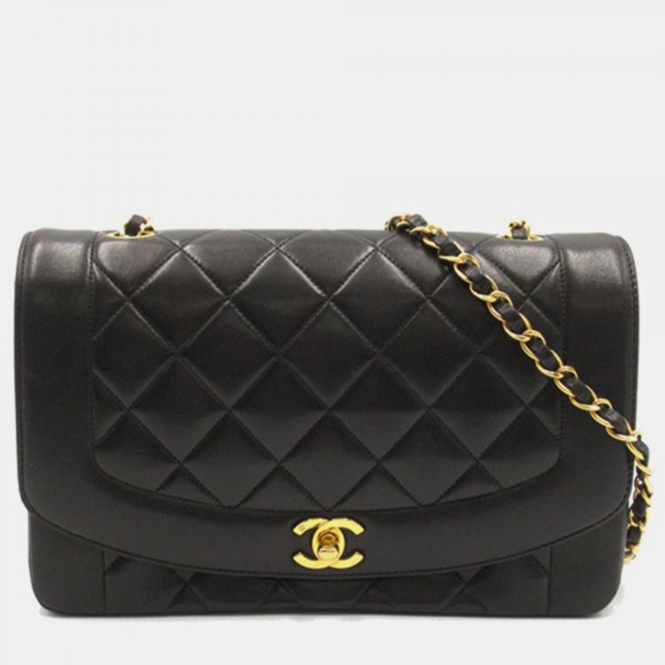 Chanel Black Leather Diana Flap Crossbody Bag