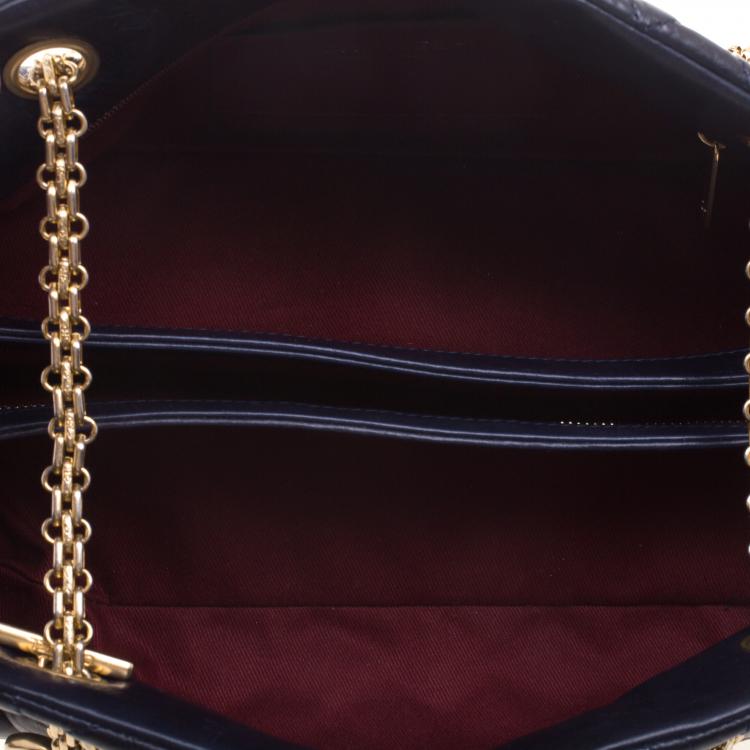 Pre Owned Chanel Navy Blue Quilted Leather Medium Just Mademoiselle Bowling Bag