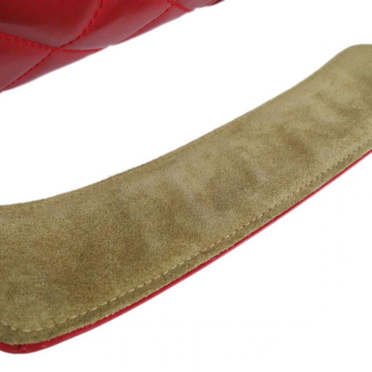 Pre Owned Chanel Red Patent Leather Boston Bag