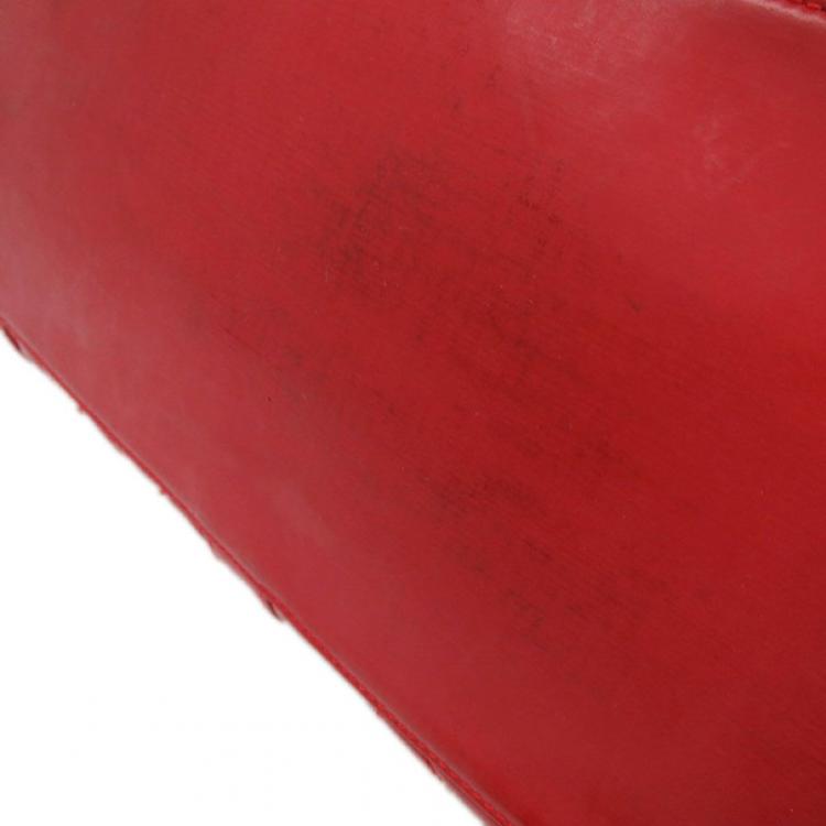 Pre Owned Chanel Red Patent Leather Boston Bag