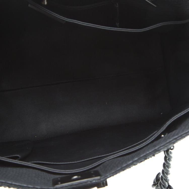 Pre Owned Chanel Matte Black Python Large Boy Shopper Tote