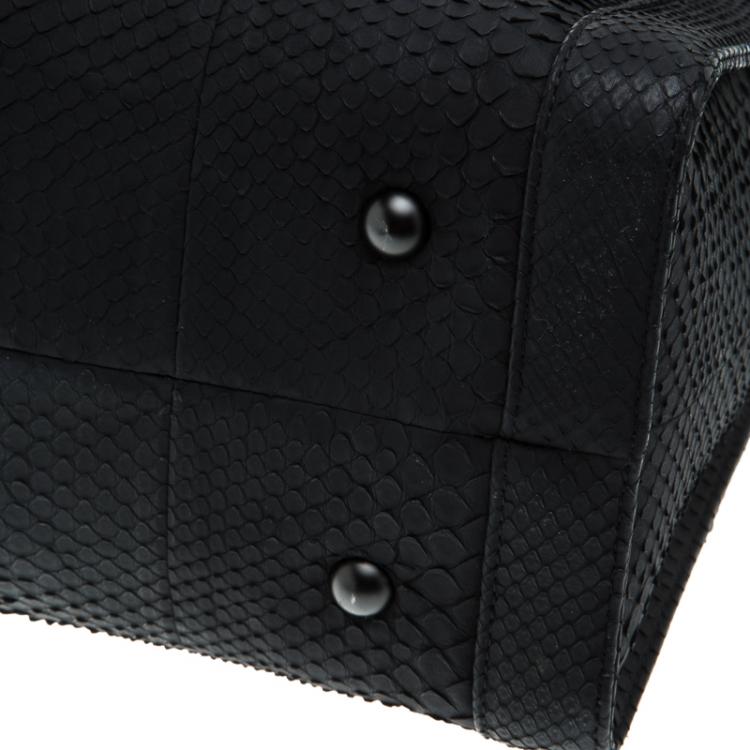 Pre Owned Chanel Matte Black Python Large Boy Shopper Tote