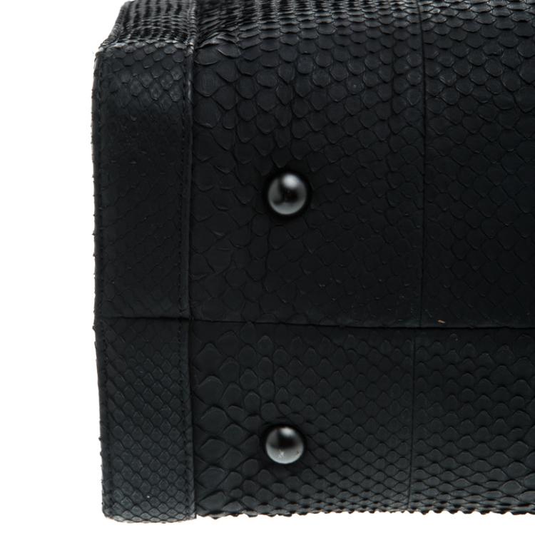 Pre Owned Chanel Matte Black Python Large Boy Shopper Tote