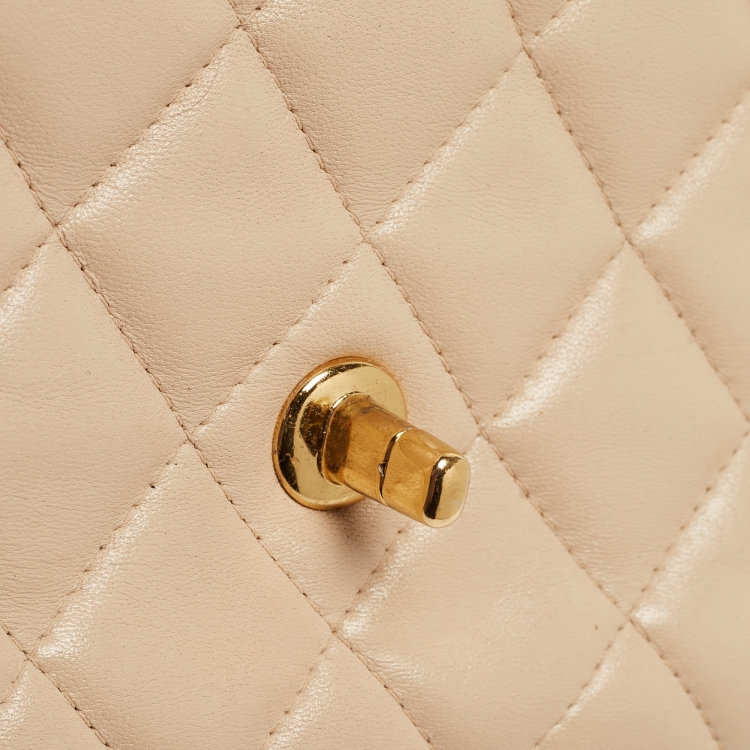 Pre Owned Chanel Beige Quilted Leather Jumbo Classic Single Flap Bag