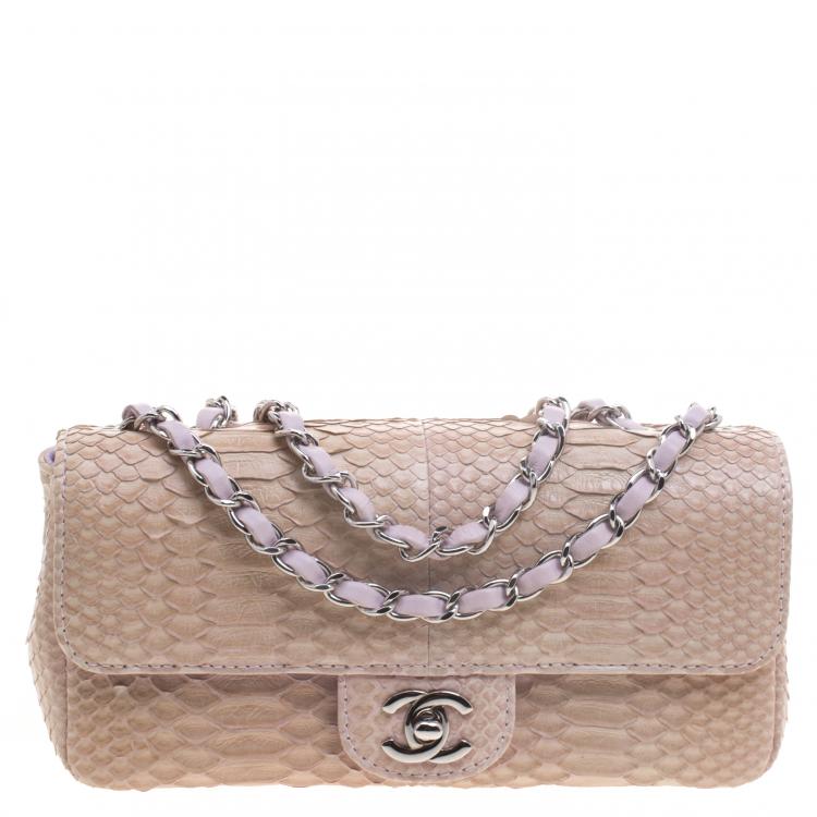 Chanel Fuchsia Patent Python Bijoux Chain East/West Small Flap Bag