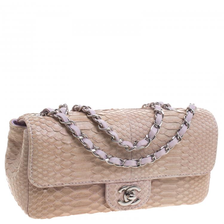 Pre Owned Chanel Lilac Python Small Classic Single Flap Bag