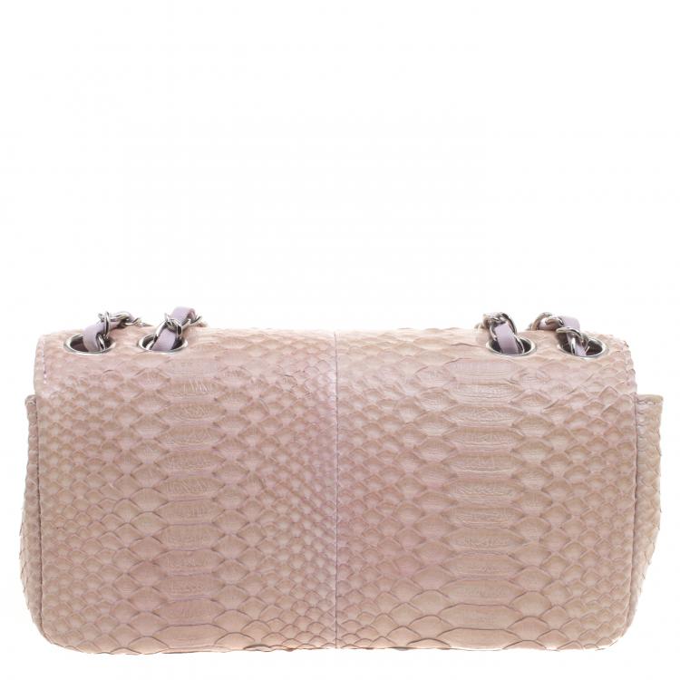 Pre Owned Chanel Lilac Python Small Classic Single Flap Bag