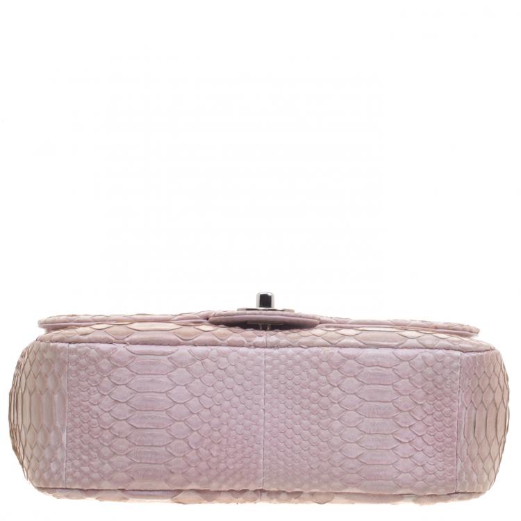 Pre Owned Chanel Lilac Python Small Classic Single Flap Bag