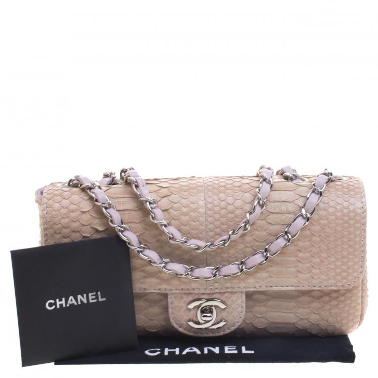 Pre Owned Chanel Lilac Python Small Classic Single Flap Bag