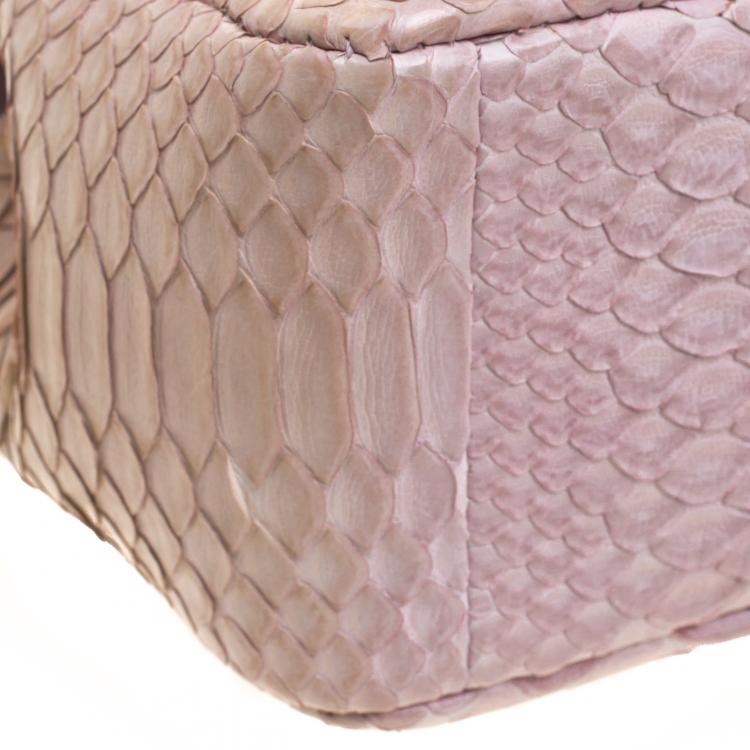 Pre Owned Chanel Lilac Python Small Classic Single Flap Bag