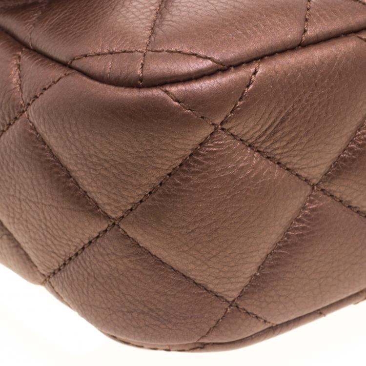 Pre Owned Chanel Bronze Quilted Leather Medium Classic Single Flap Bag