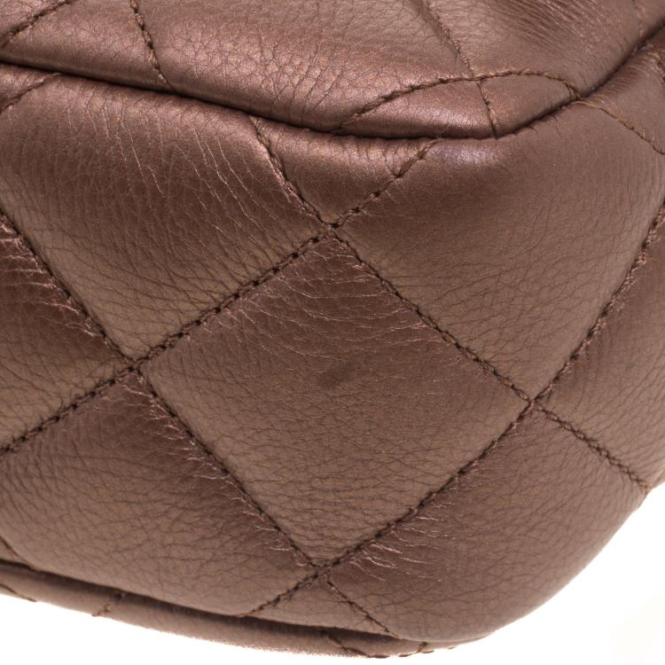 Pre Owned Chanel Bronze Quilted Leather Medium Classic Single Flap Bag