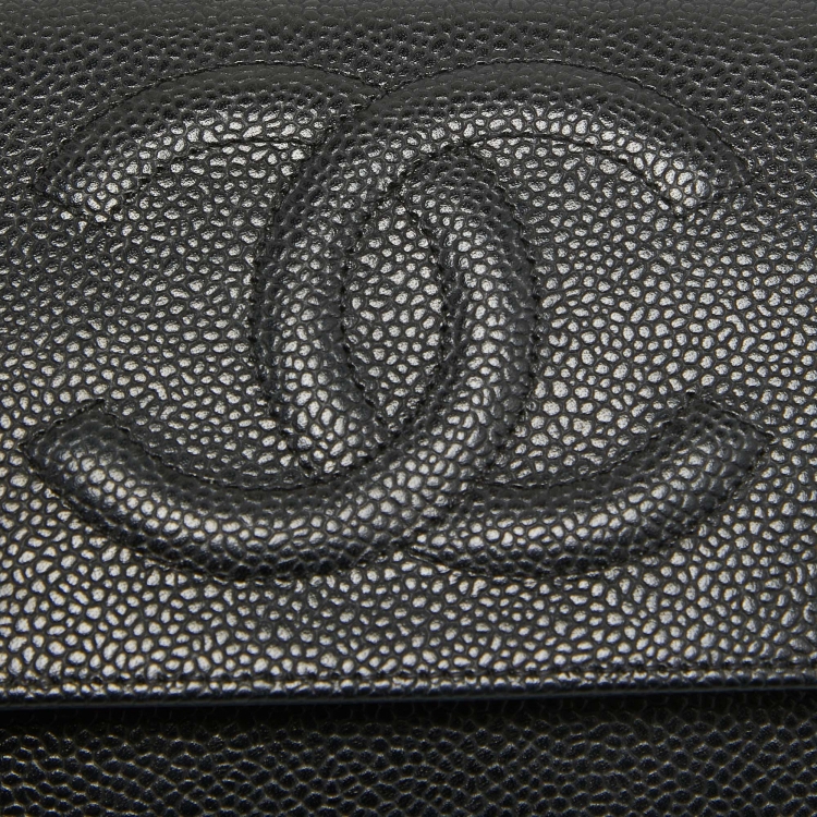 Pre Owned Chanel Black Caviar Leather CC Timeless Wallet On Chain