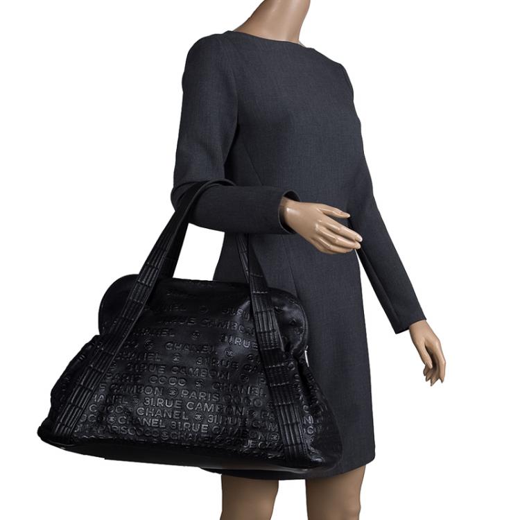 Pre Owned Chanel Black 31 Rue Cambon Embossed Leather Large Satchel