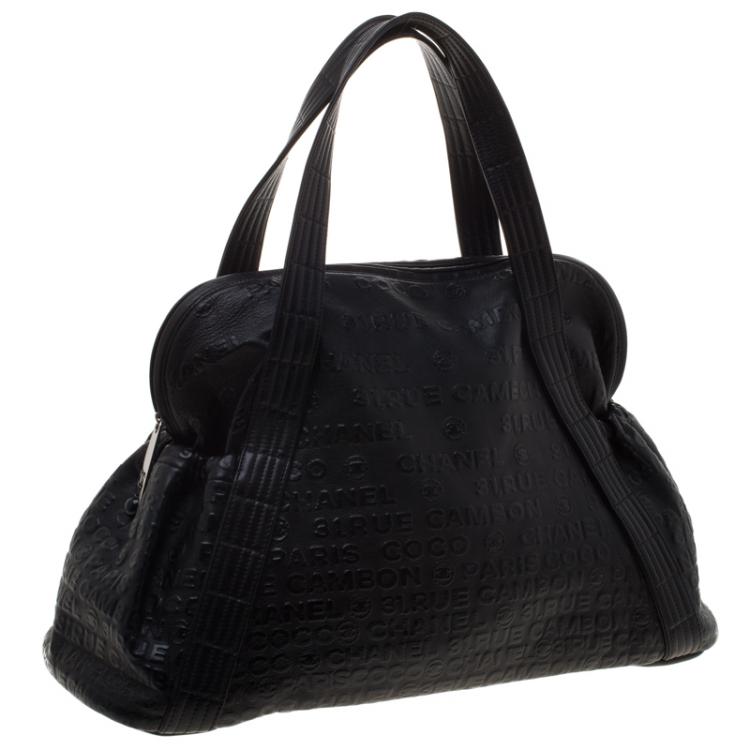 Pre Owned Chanel Black 31 Rue Cambon Embossed Leather Large Satchel