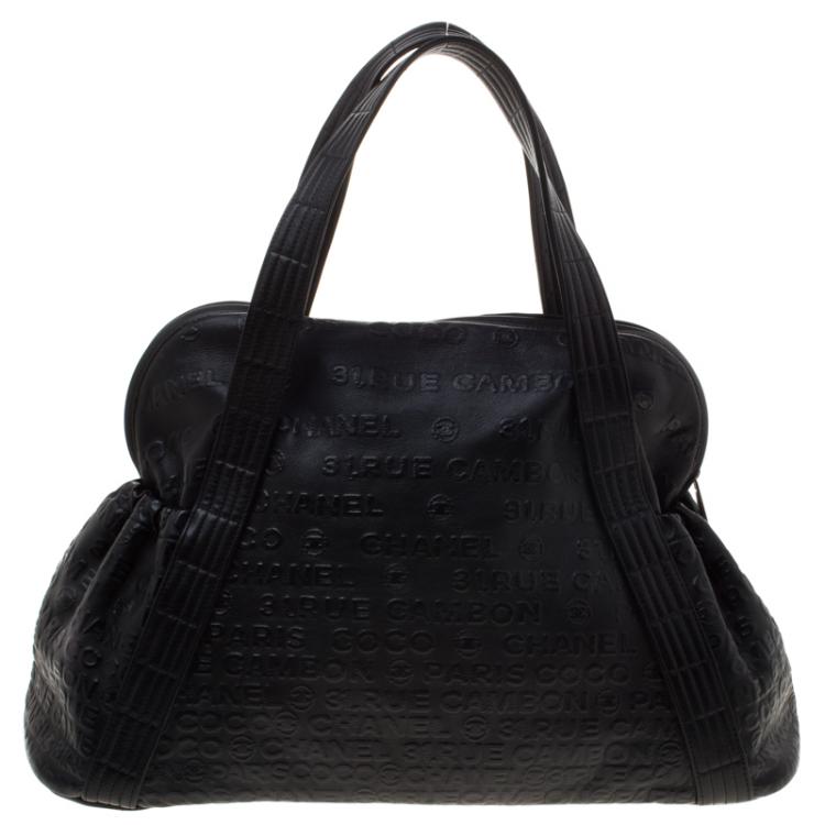Pre Owned Chanel Black 31 Rue Cambon Embossed Leather Large Satchel