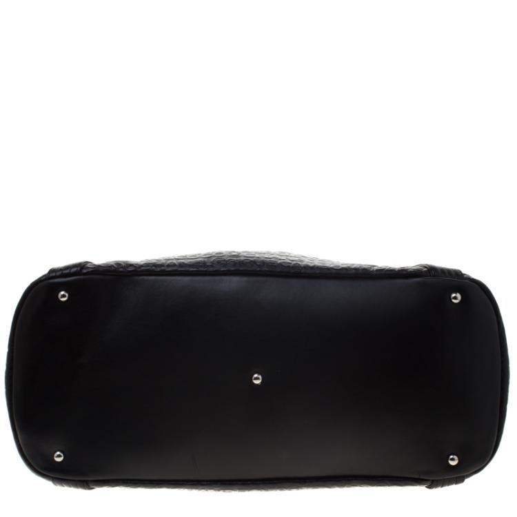 Pre Owned Chanel Black 31 Rue Cambon Embossed Leather Large Satchel