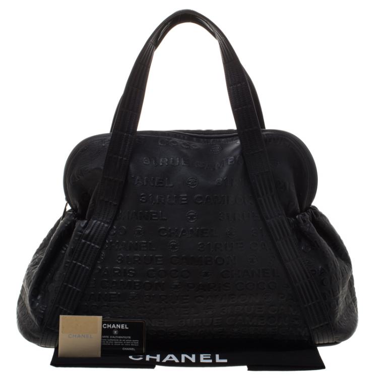 Pre Owned Chanel Black 31 Rue Cambon Embossed Leather Large Satchel