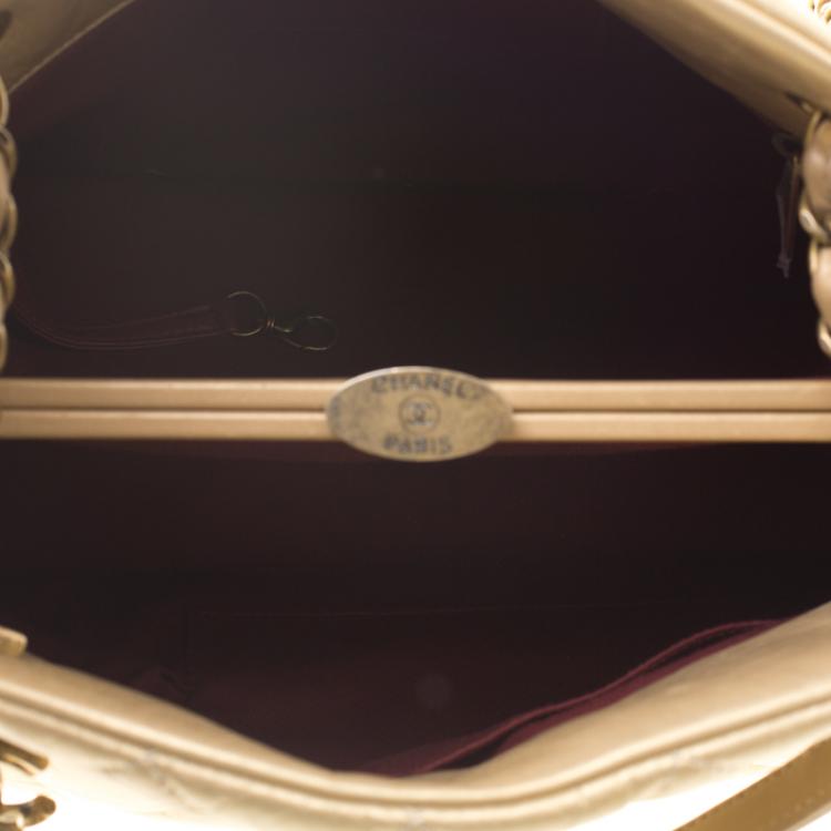 Pre Owned Chanel Gold Quilted Leather Just Mademoiselle Bowling Bag