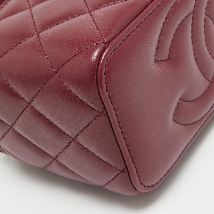 Pre Owned Chanel Burgundy Quilted Leather Pick Me Up Vanity Bag