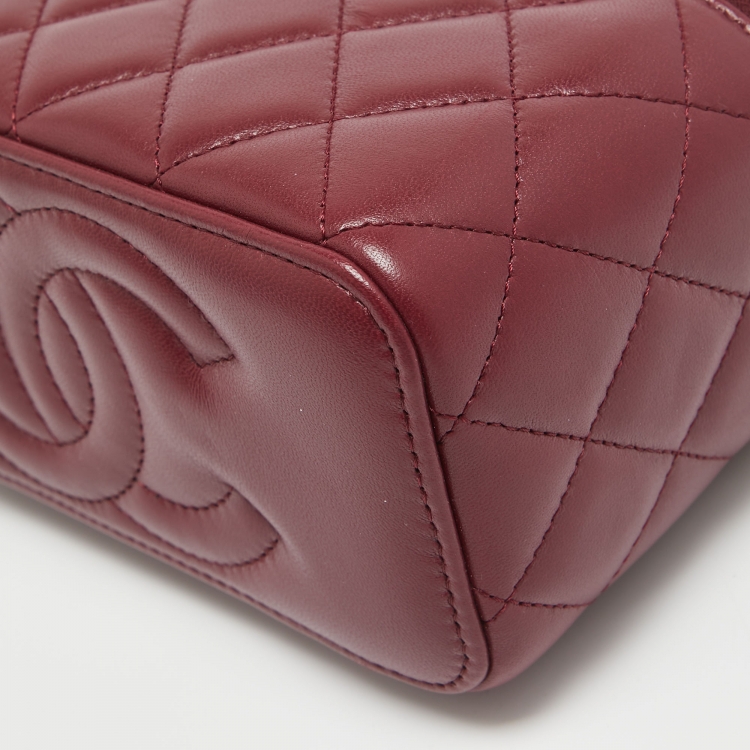 Pre Owned Chanel Burgundy Quilted Leather Pick Me Up Vanity Bag
