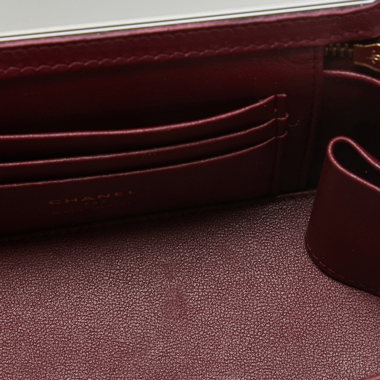 Pre Owned Chanel Burgundy Quilted Leather Pick Me Up Vanity Bag