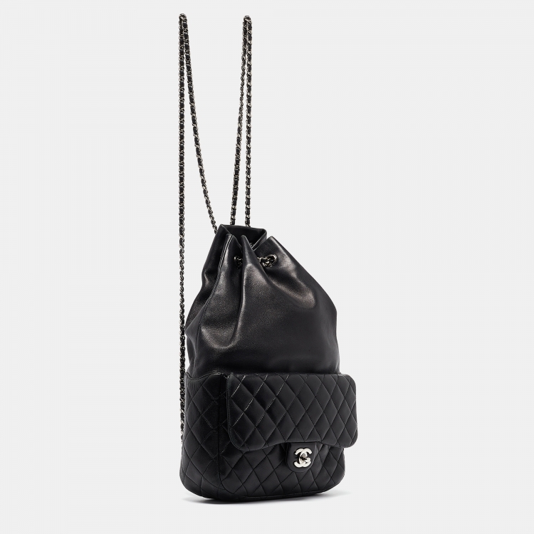 Pre Owned Chanel Black Quilted Leather Seoul Backpack