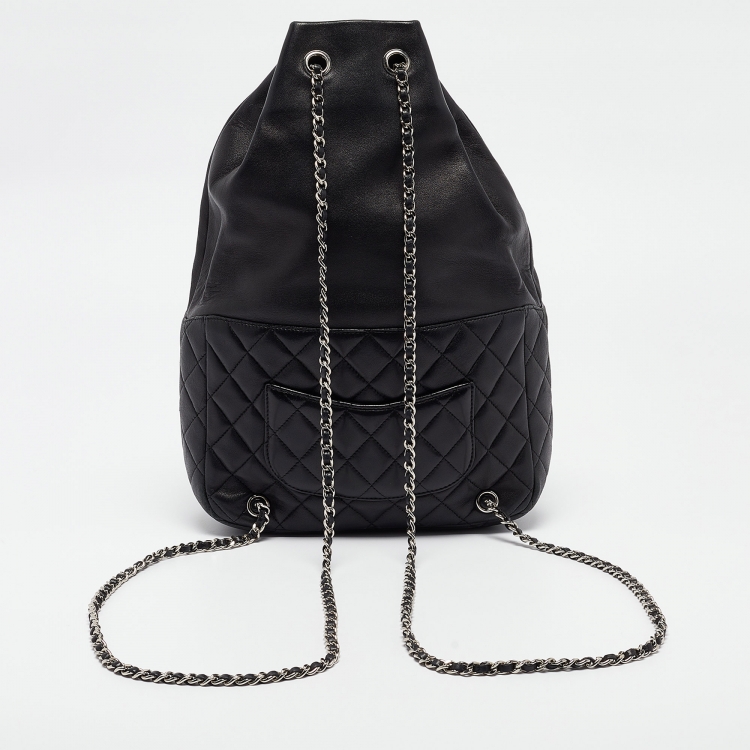 Pre Owned Chanel Black Quilted Leather Seoul Backpack