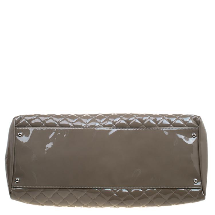Pre Owned Chanel Moose Green Quilted Patent Leather Large Just Mademoiselle Bowling Bag
