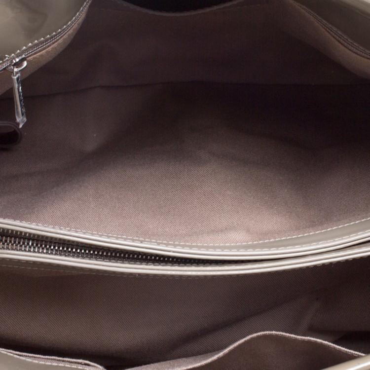 Pre Owned Chanel Moose Green Quilted Patent Leather Large Just Mademoiselle Bowling Bag