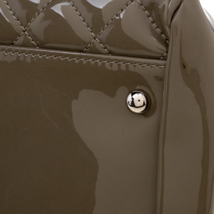 Pre Owned Chanel Moose Green Quilted Patent Leather Large Just Mademoiselle Bowling Bag