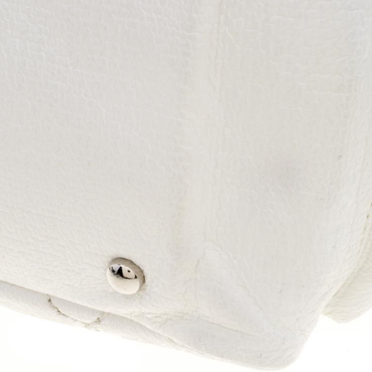 Pre Owned Chanel White Quilted Coated Canvas Large Paris Biarritz Tote