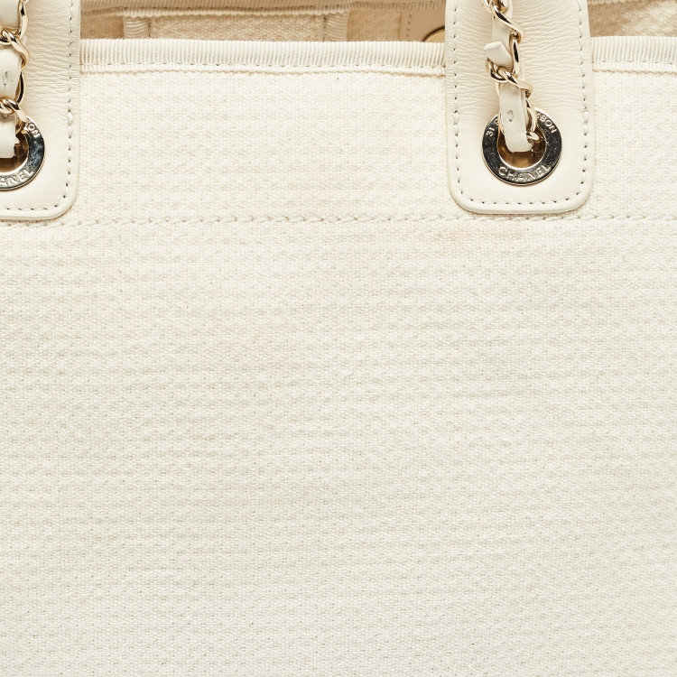 Pre Owned Chanel Cream Canvas Small Deauville Tote