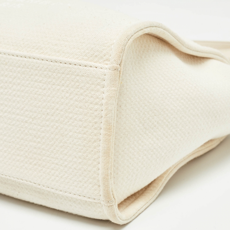 Pre Owned Chanel Cream Canvas Small Deauville Tote