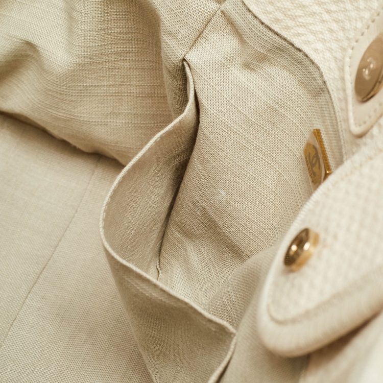Pre Owned Chanel Cream Canvas Small Deauville Tote