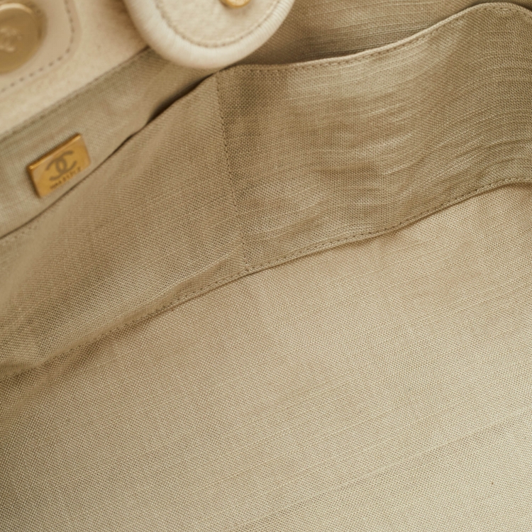 Pre Owned Chanel Cream Canvas Small Deauville Tote