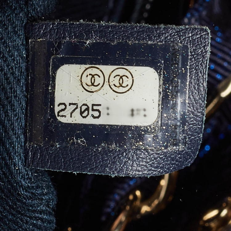Pre Owned Chanel Metallic Blue Straw and Leather Medium Deauville Shopper Tote