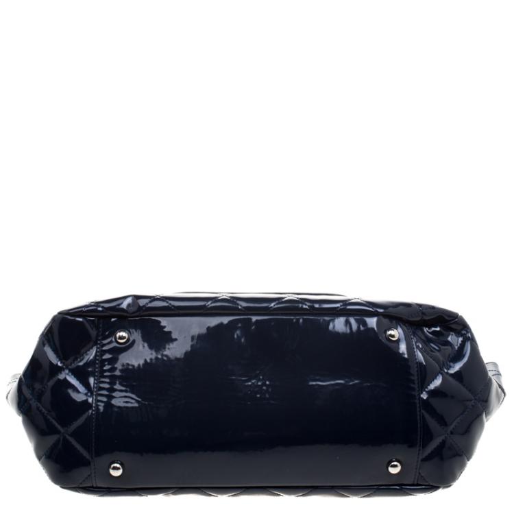 Pre Owned Chanel Navy Blue Quilted Patent Leather Reissue Accordion Flap Bag
