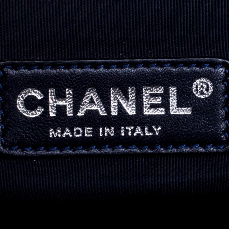 Pre Owned Chanel Navy Blue Quilted Patent Leather Reissue Accordion Flap Bag
