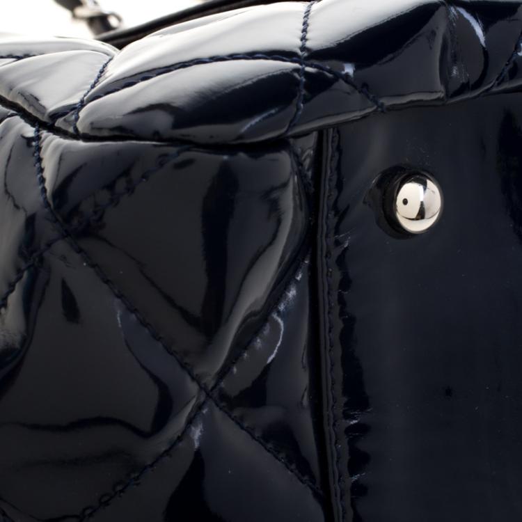 Pre Owned Chanel Navy Blue Quilted Patent Leather Reissue Accordion Flap Bag