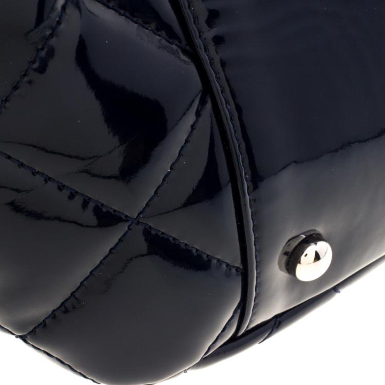 Pre Owned Chanel Navy Blue Quilted Patent Leather Reissue Accordion Flap Bag