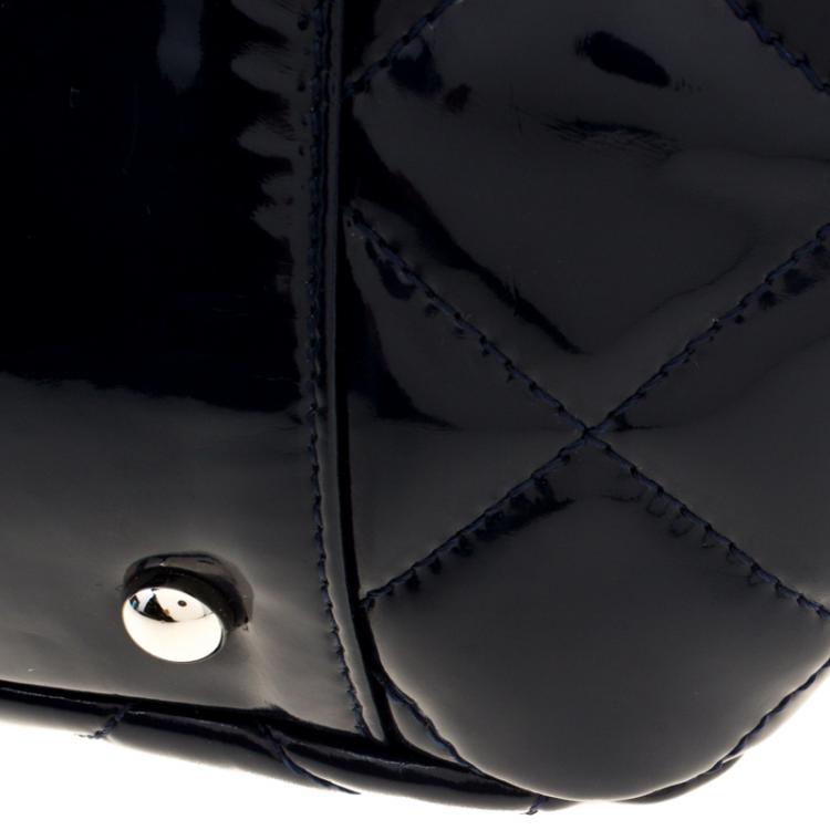Pre Owned Chanel Navy Blue Quilted Patent Leather Reissue Accordion Flap Bag