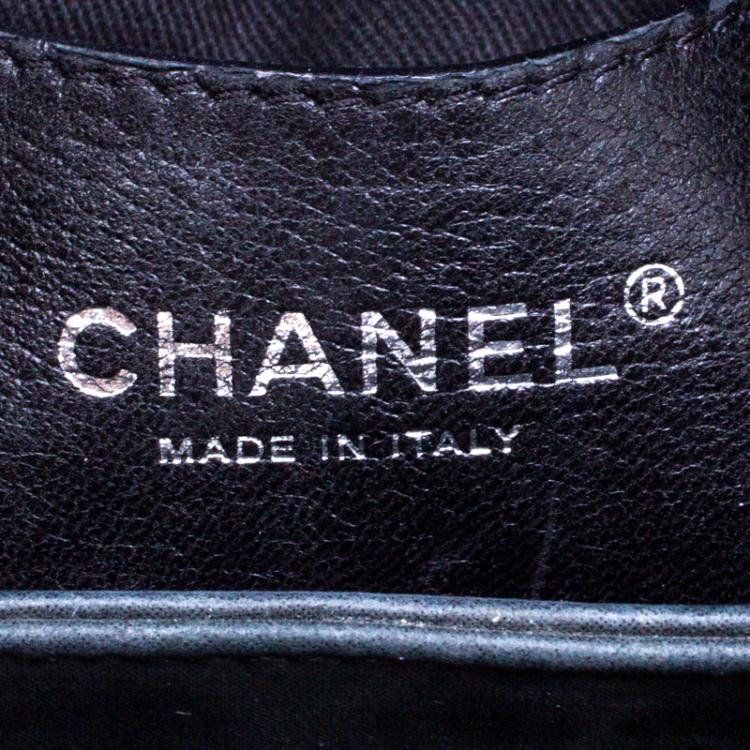 Pre Owned Chanel Black Quilted Iridescent Leather Just Mademoiselle Bowling Bag