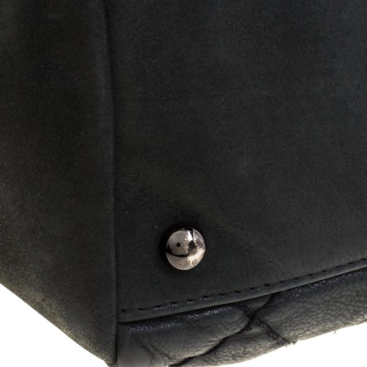 Pre Owned Chanel Black Quilted Iridescent Leather Just Mademoiselle Bowling Bag