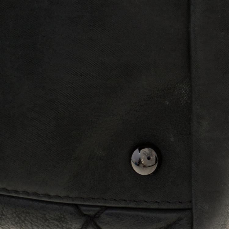 Pre Owned Chanel Black Quilted Iridescent Leather Just Mademoiselle Bowling Bag