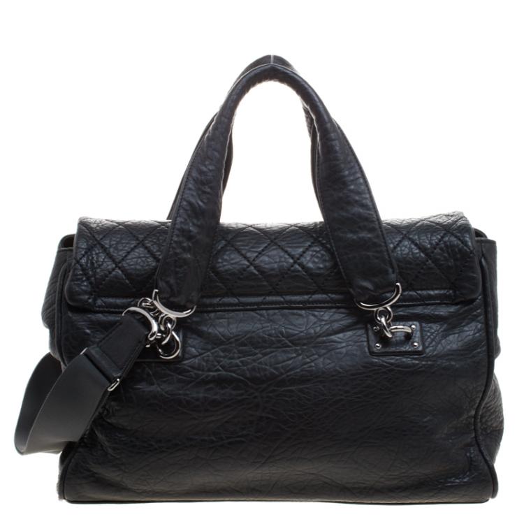 Pre Owned Chanel Black Quilted Soft Leather CC Bowler Bag