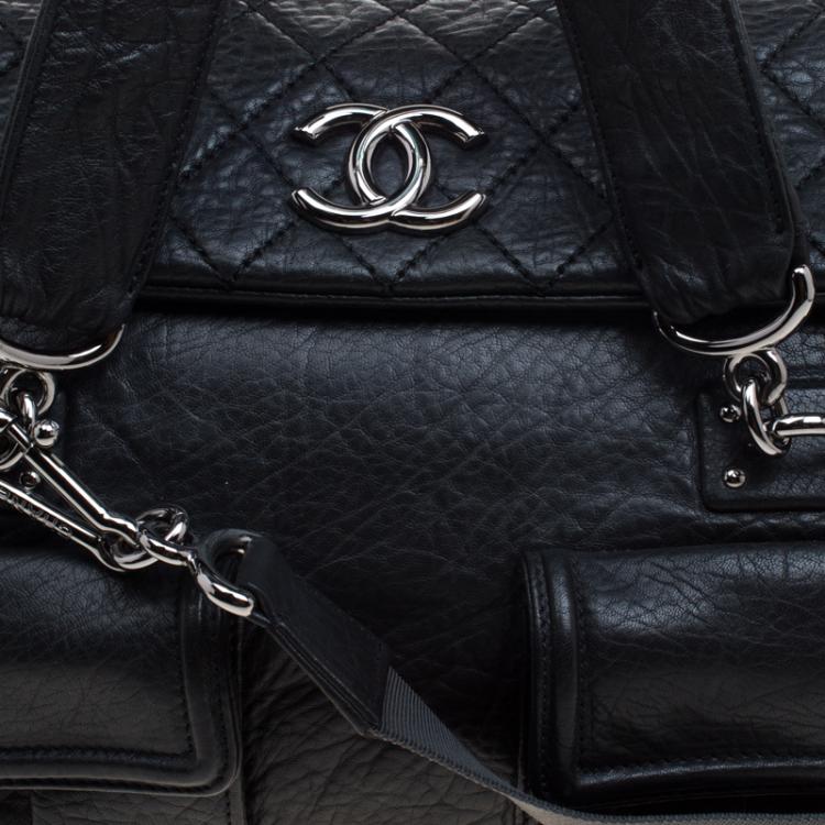 Pre Owned Chanel Black Quilted Soft Leather CC Bowler Bag