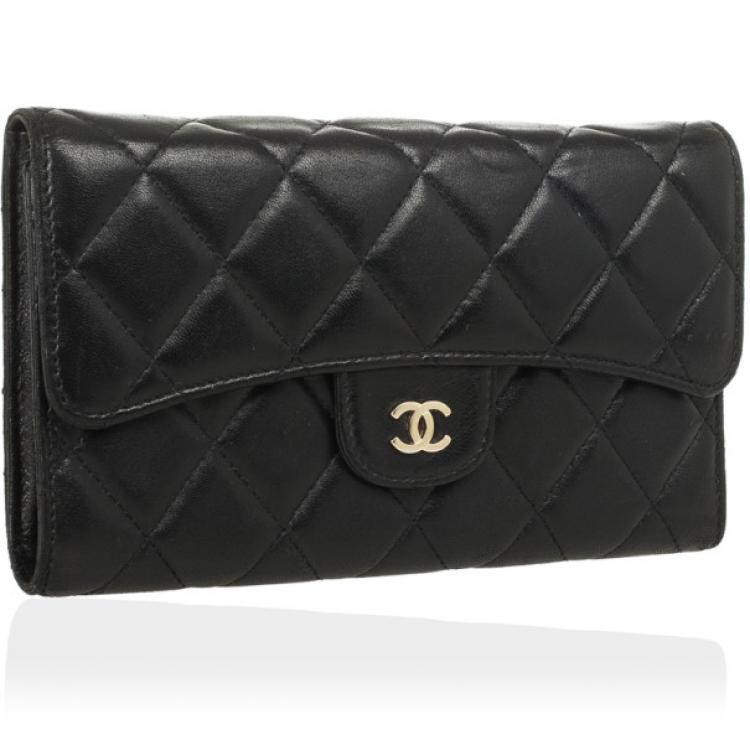 Chanel Black Quilted Lambskin Classic Long Wallet Chanel