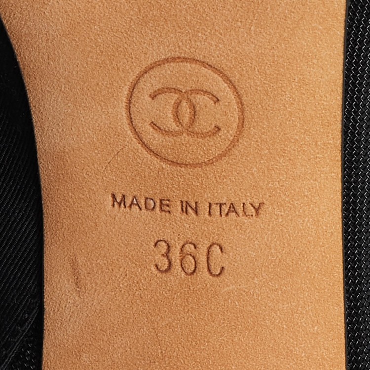 Pre Owned Chanel Black Leather and Mesh CC Cap Toe Ankle Booties Size 36